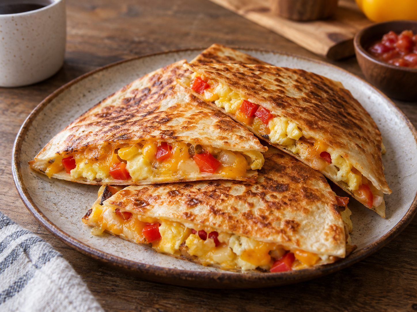 Herzhafte Frühstücks-Quesadilla mit Ei und Käse